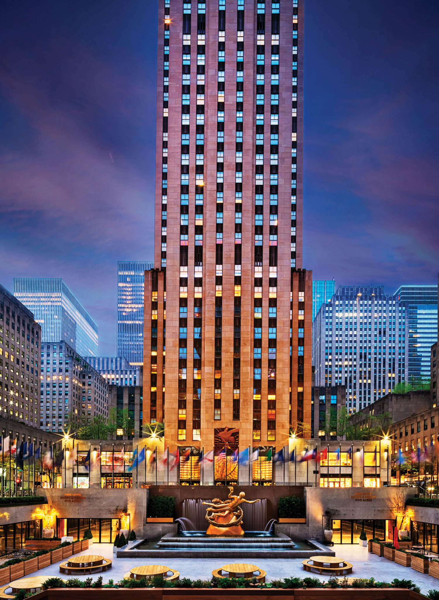 exterior of skating rink with view of the skyscraper