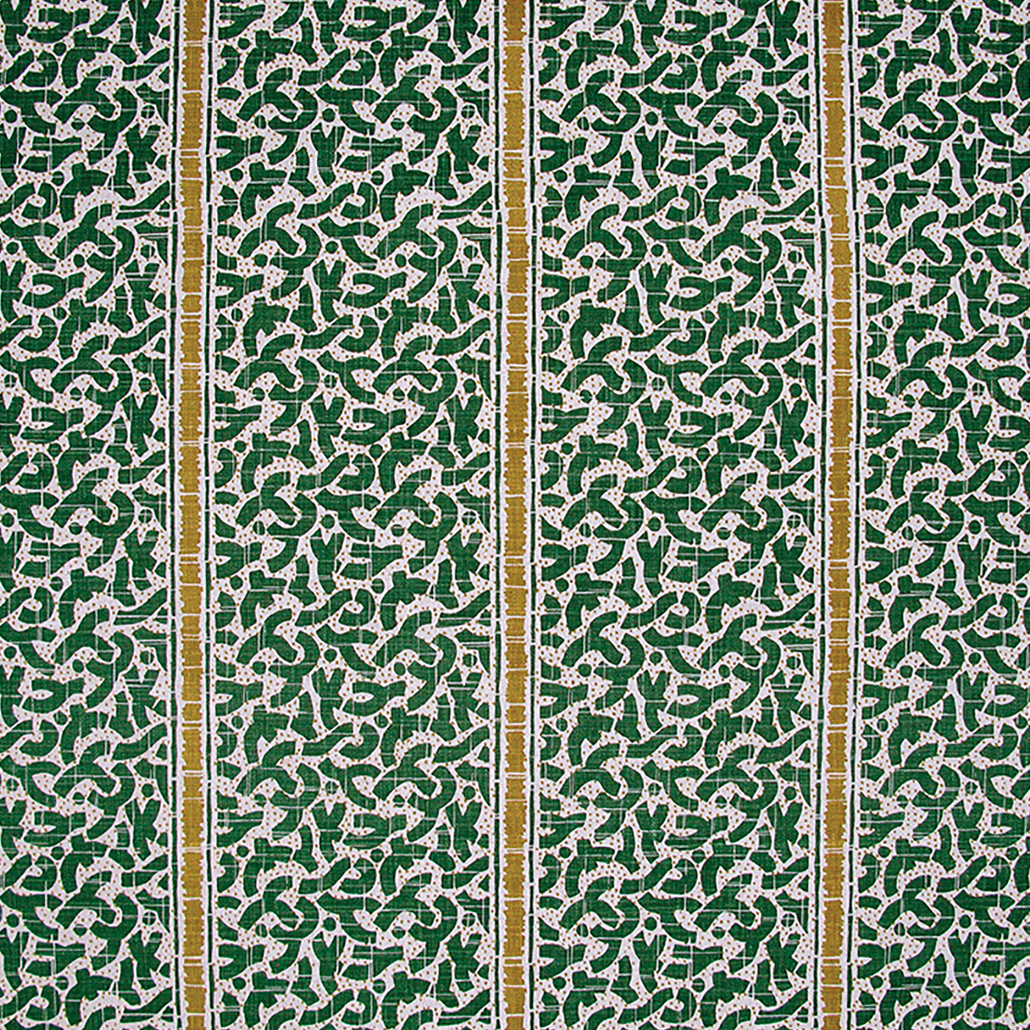 green and white block printed cotton fabric