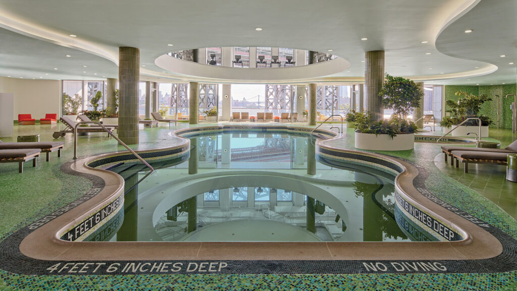 A large indoor swimming pool