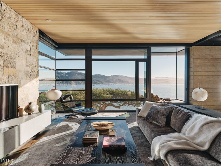 concrete hearth in an airy living room