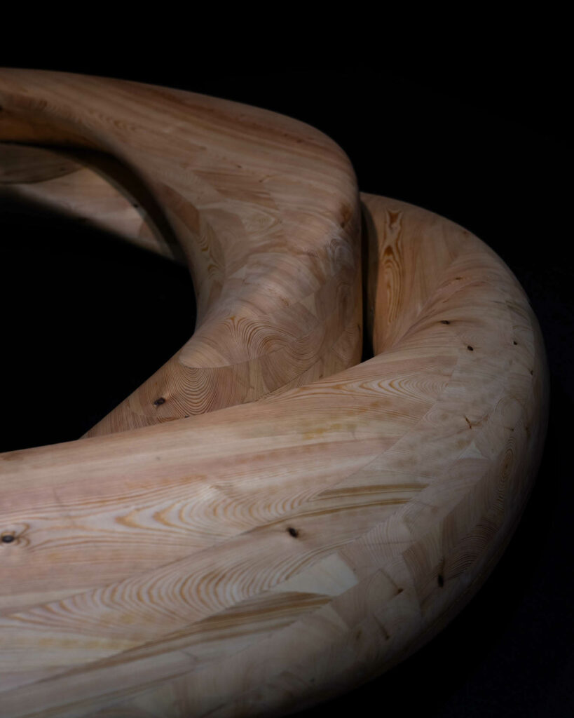 a curved wood railing