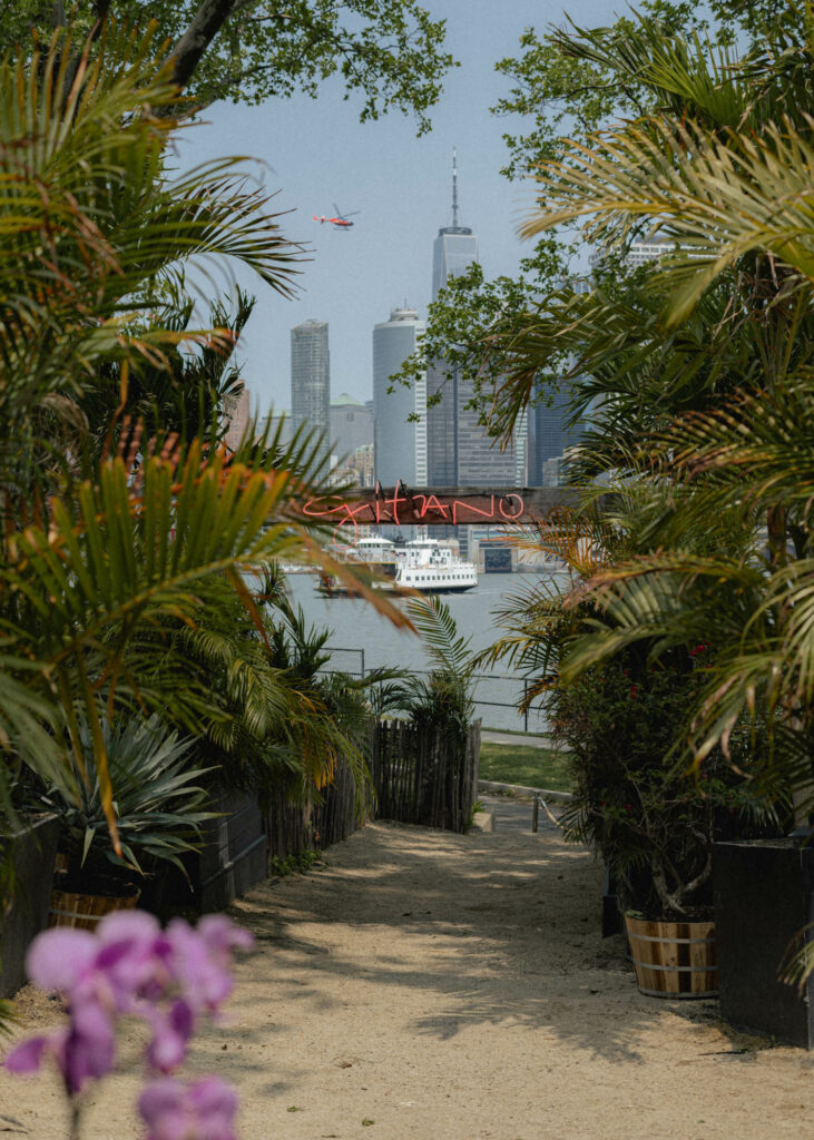 a sandy walking path to the restaurant