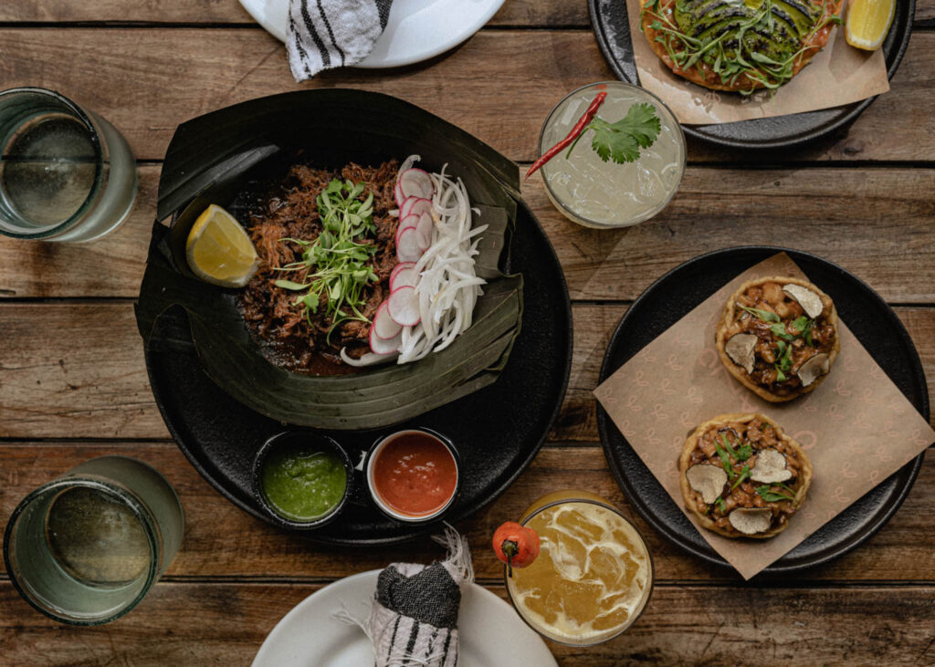 upscale tacos on a wood table