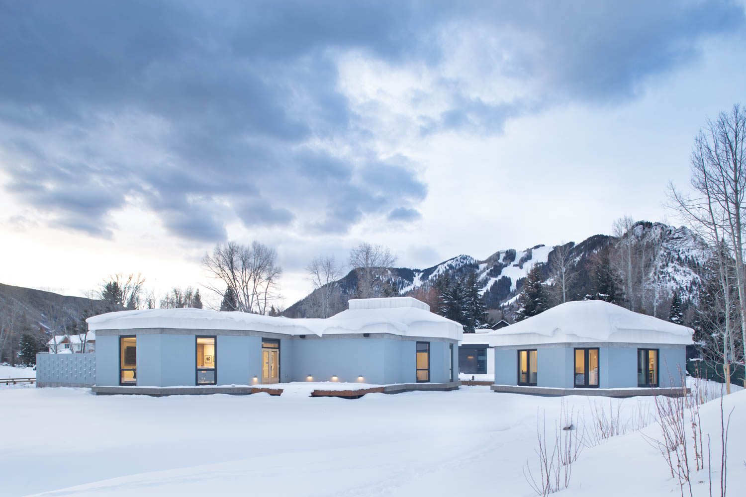 The Boettcher Building’s new windows in snowy atmosphere