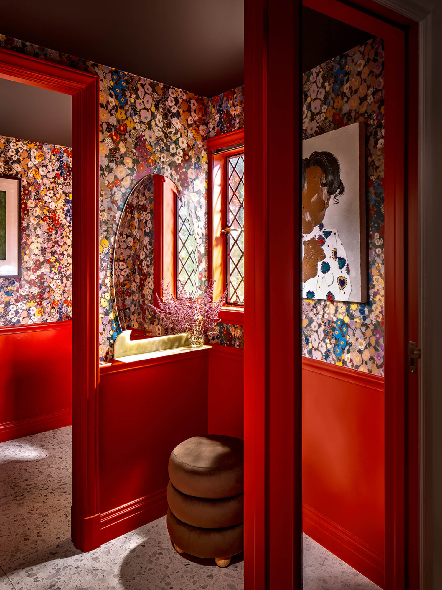 red powder room