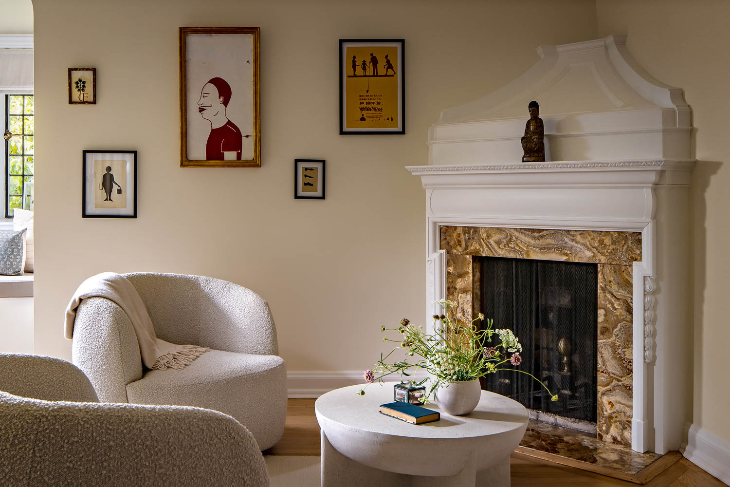 living room with fireplace