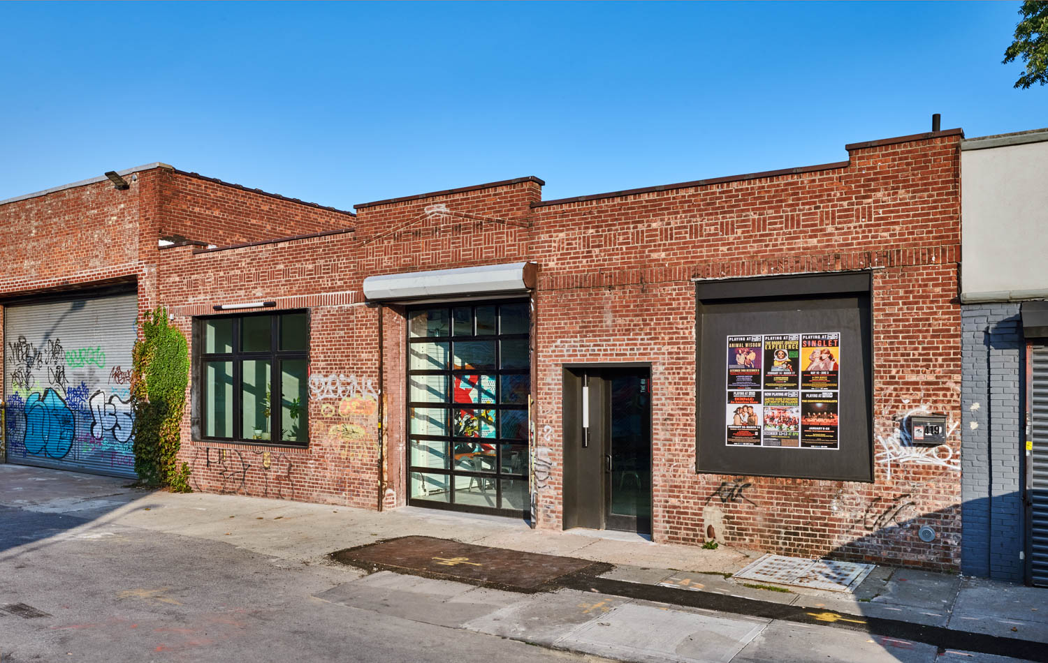 brick exterior facade of theatre