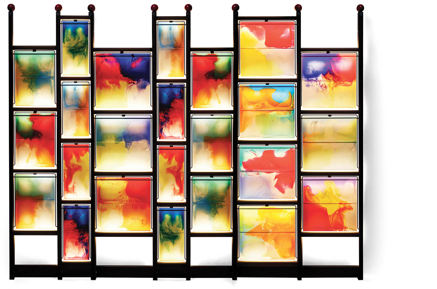 a panel of rainbow colored glass