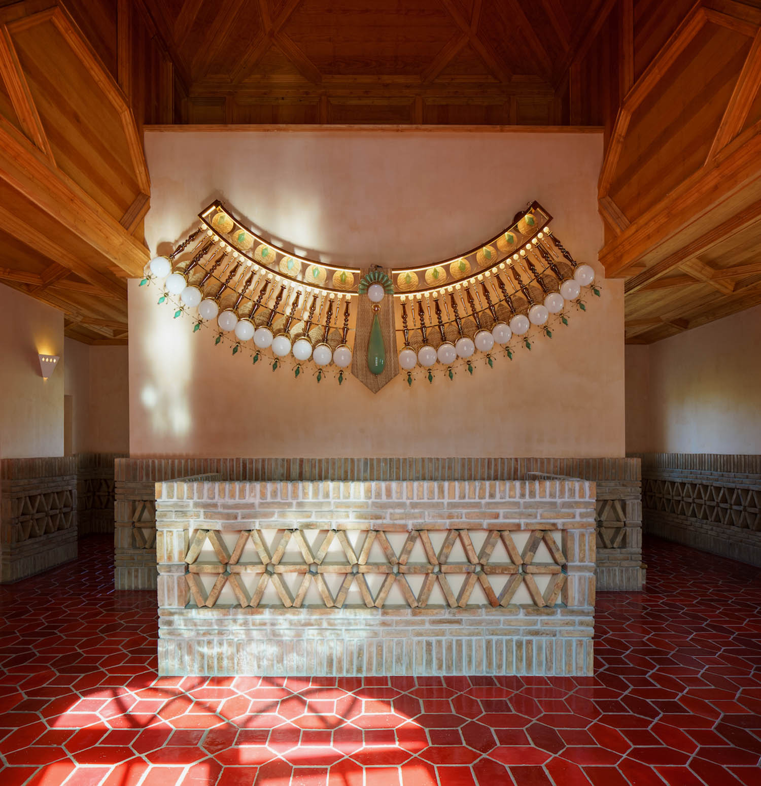 the intricate lobby of the Vermelho Melides