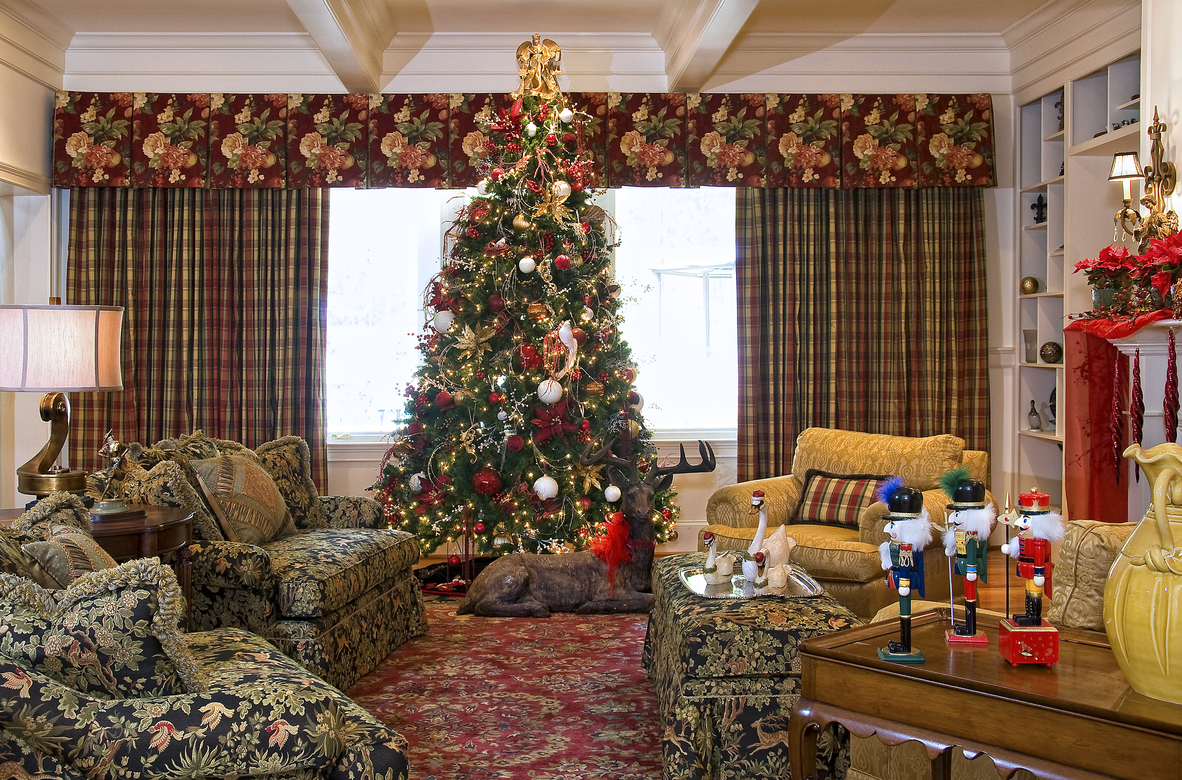 living room with christmas decors